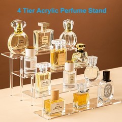 4 Tier Acrylic Perfume Organizer Stand, Clear Display Risers for Perfume, Col…