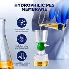 250mL/500mL PES Vacuum Filter,Sterile 0.22μm Pore Size,Dual Funnel&Receiver HPLC