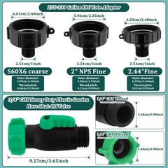 Gallon IBC Tote Hose Adapter 3 Sizes IBC Tote Adapter 2.44 Fine 2 Fine 2