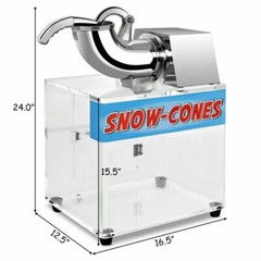 Electric Cone Ice Shaver Machine Snow Crush Stainless Steel Dual Blade Smoothie