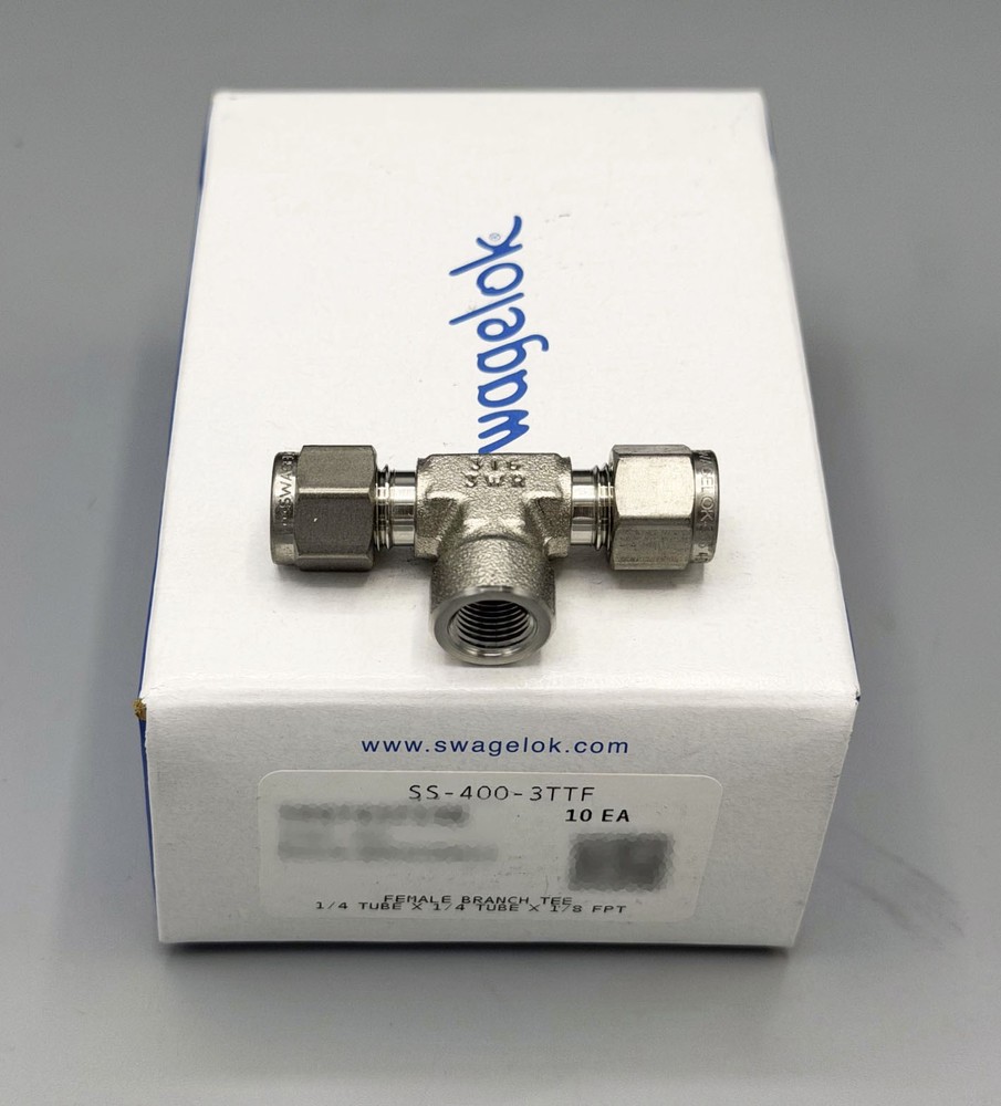 Swagelok SS-400-3TTF – Qty. 10 – Stainless Steel Tee 1/4″ Swage 1/8″ FNPT – New