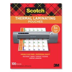 Scotch TP3854100 9″ x 11.5″ 3 mil Laminating Pouches – Gloss Clear (100/PK) New