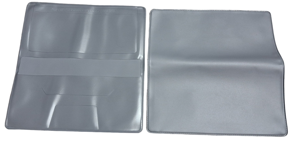 1 Gray Vinyl Checkbook Cover Standard Top Stub 6- 1/4″ x 3-3/8″ New
