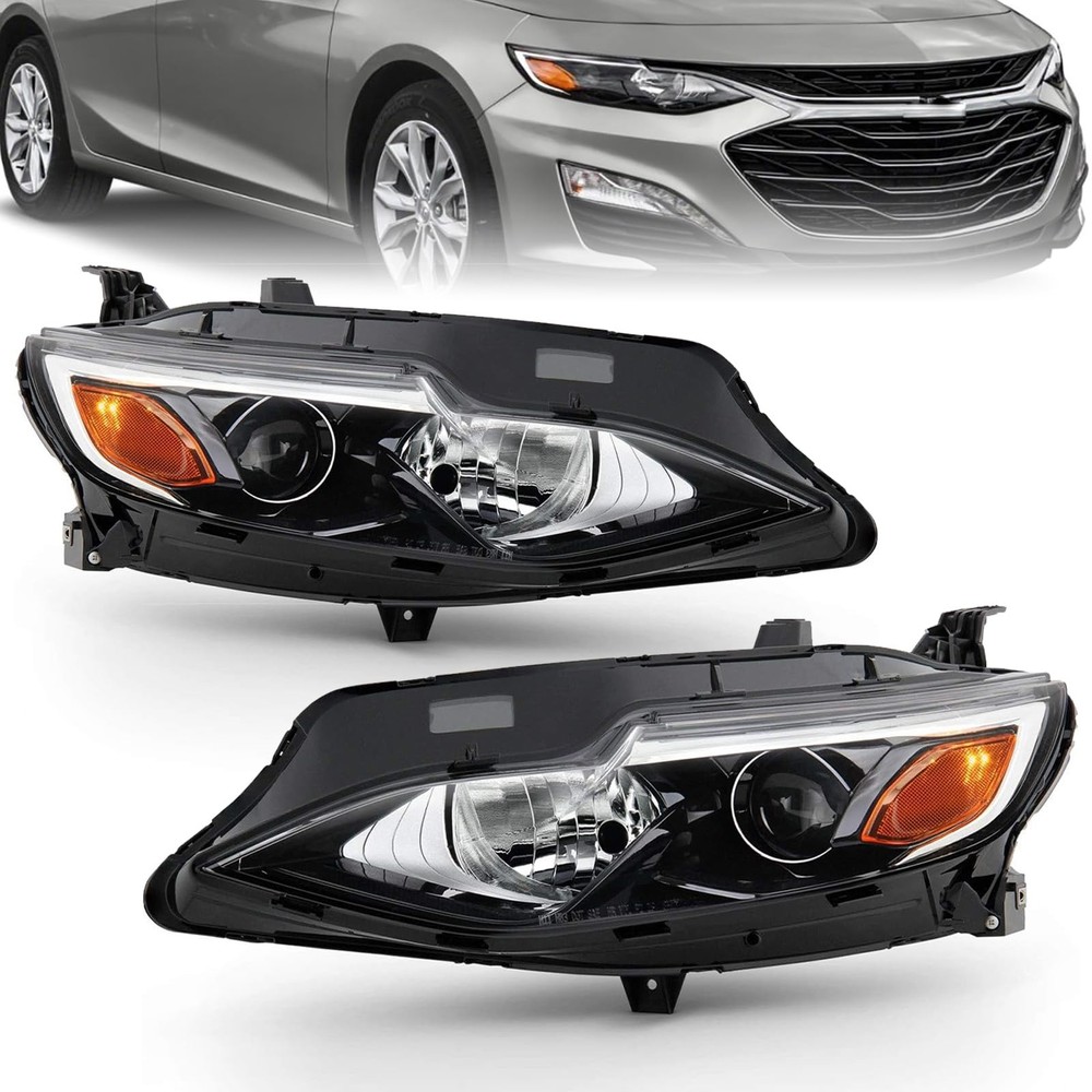 For 2019 2020 2021 2022 Chevy Malibu Halogen Headlights Assembly Pair OE-Style