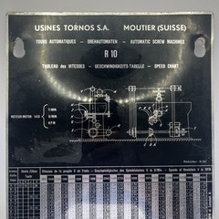 Usines Tornos R10 Speed Threading Chart Plate T347 Moutier Suisse Screw Machine