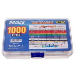 1000 Pcs 25 Values Resistor Kit 1 Ohm-1M Ohm with 5% 1/4W Carbon Film Resistors