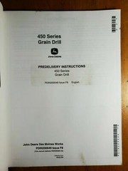 John Deere 450 Series Plain & Fertilizer Grain Drill Predelivery Inst Manual ’98