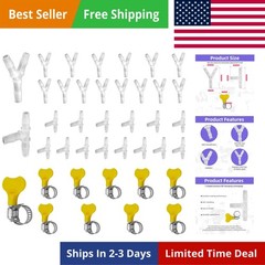 40 Pcs Plastic 3/8″ ID Hose Barb Fittings, 15 Pcs Equal Barbed Y Shaped and 1…