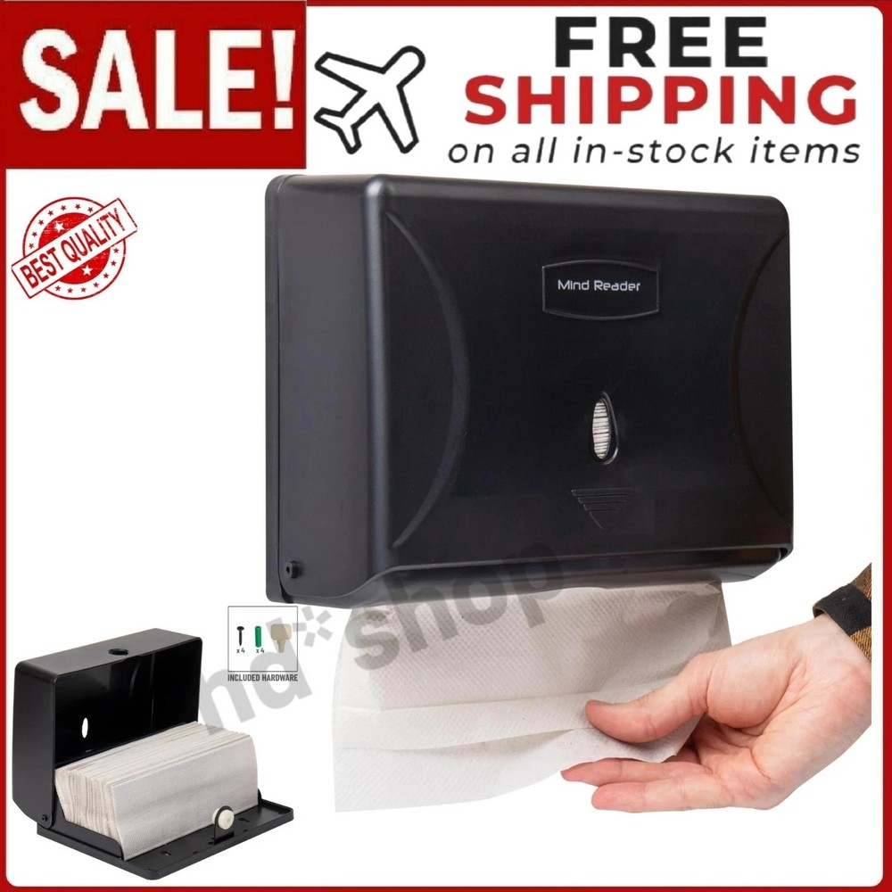 Hand Paper Towel Dispenser Wall Mount Touchless Commercial Folded Bathroom Black