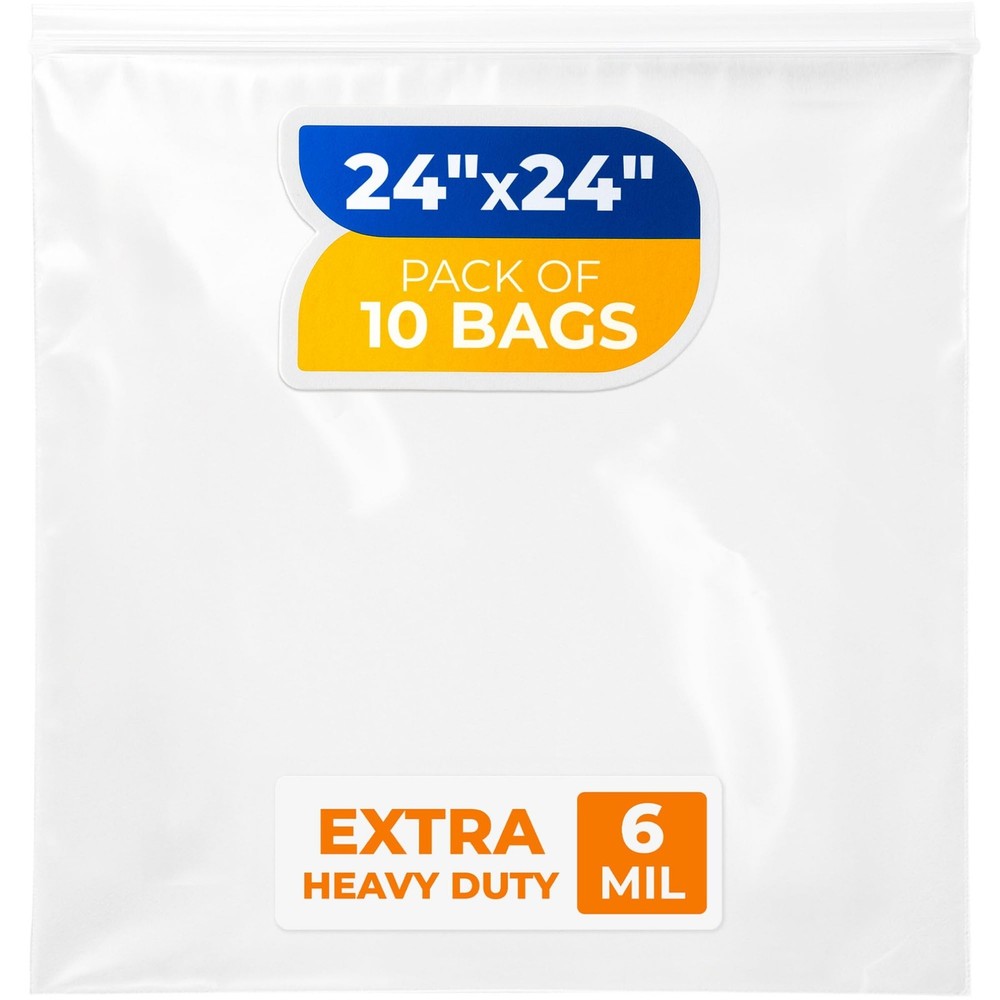 24″ x 24″ Extra Large Zip Seal Lock Bags, 6 Mil (Pack of 10) – Heavy-Duty