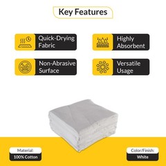 Brixwell QI7M-001 Wiping Cloth, Cotton, 18″ x 18″ Premium Quality White