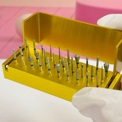 Dental Diamond Burs Drill+Disinfection Bur Block High Speed Handpiece–30Pcs/Set