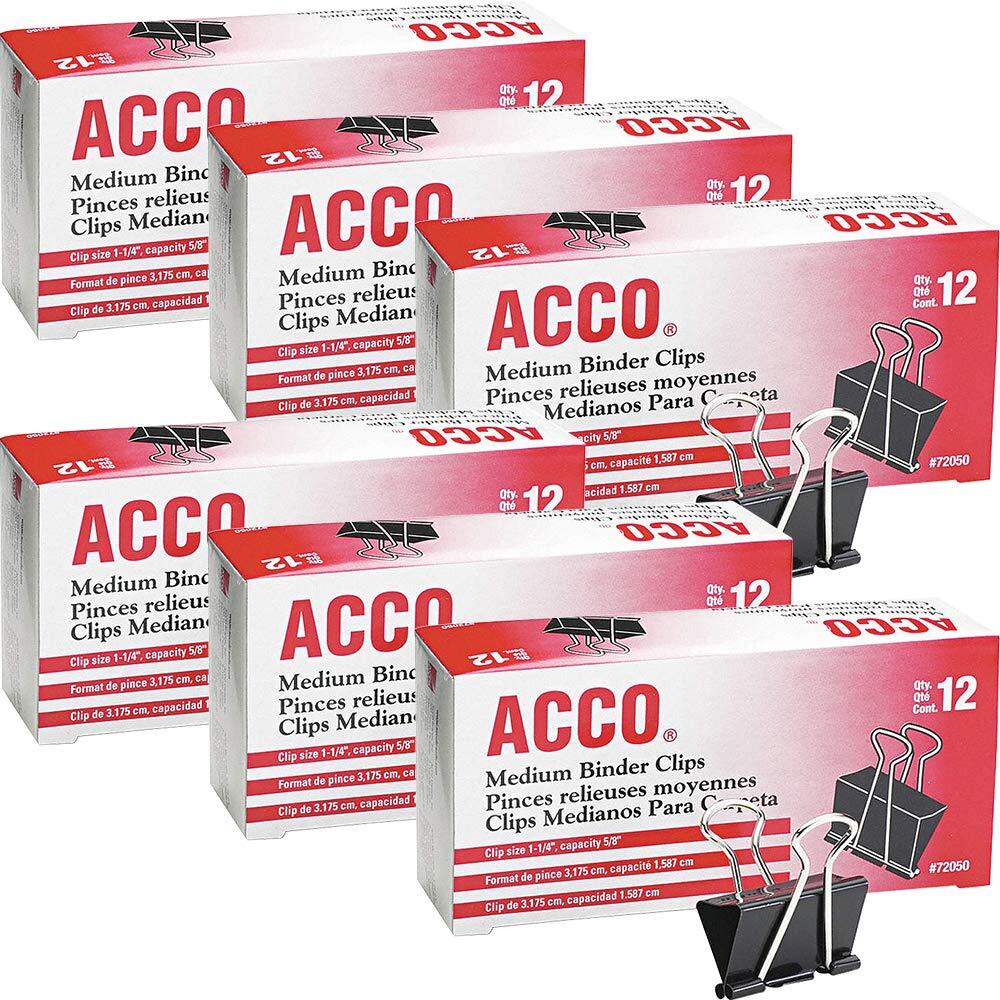 Acco Brands Medium Black Binder Clips 12 Count 5 8 Inch Capacity