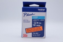 Brother P-Touch TZeB41, Laminated, ~3/4in x 16.4ft (18mm x 5m), Black on Fluores