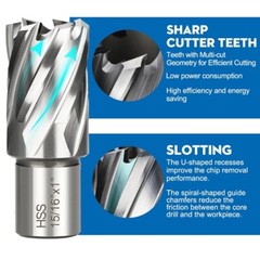 6pc Set Annular Cutter 3/4″ Weldon Shank 9/16 11/16 5/16 5/8 Magnetic Drill Bit
