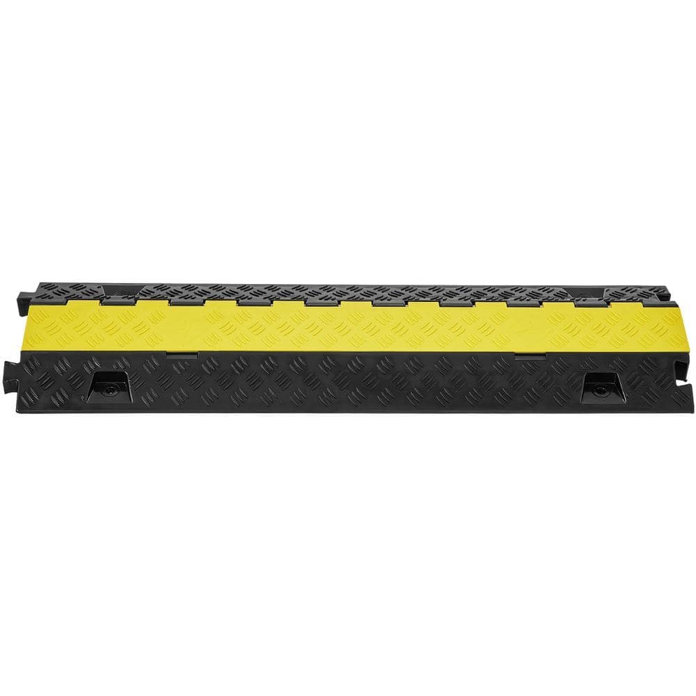 SVOPES Cable Protector Ramp, 2-Channel, 22000 lbs, 9.84″ x 3 ft, Yellow Rubber