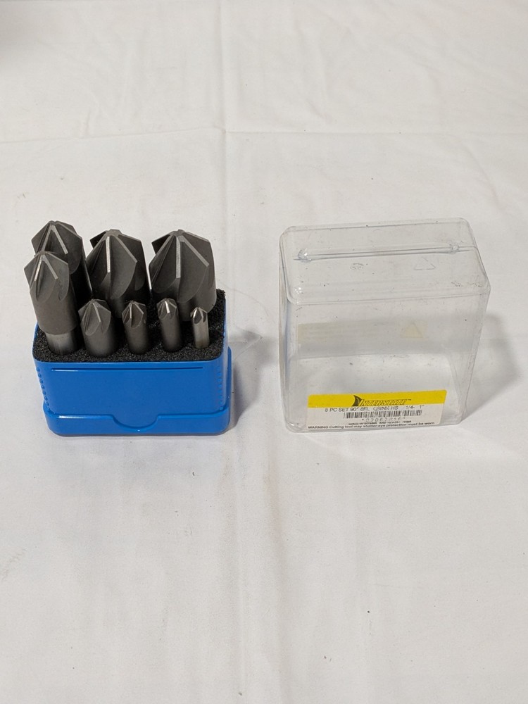 Interstate Countersink Set: 8 Pc, 1/4 to 1″ Head Dia, 6 Flute, 90º 02062016