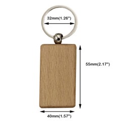 40pcs/pack Rectangle Blank Wood Keychain Diy Custom Wood Key Chains Key Tags