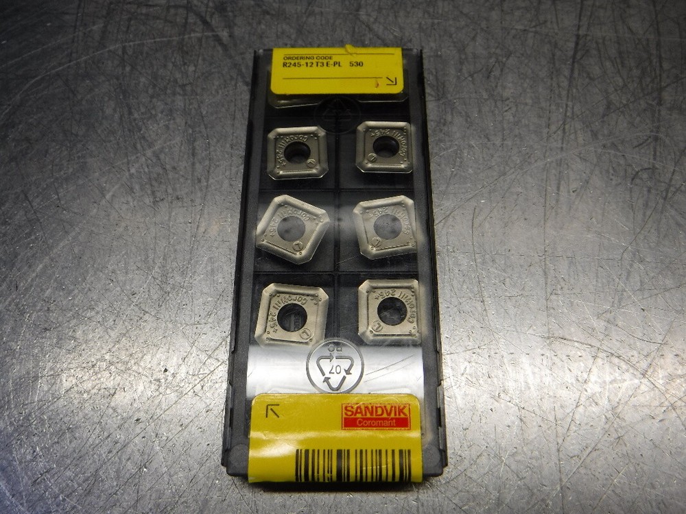 Sandvik Cermet Milling Inserts QTY10 R245-12 T3 E-PL 530 (LOC1293C)