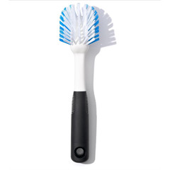 Dish Brush, Nylon Bristles with Built-in Scraper, Safe for Non-Stick Cookware