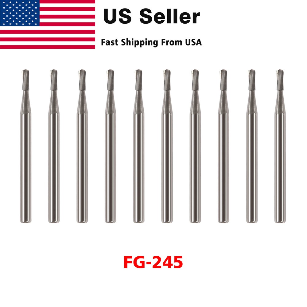 10Pcs Dental Carbide Burs Pear-Shaped High Speed Tungsten Steel Bur FG-245 de