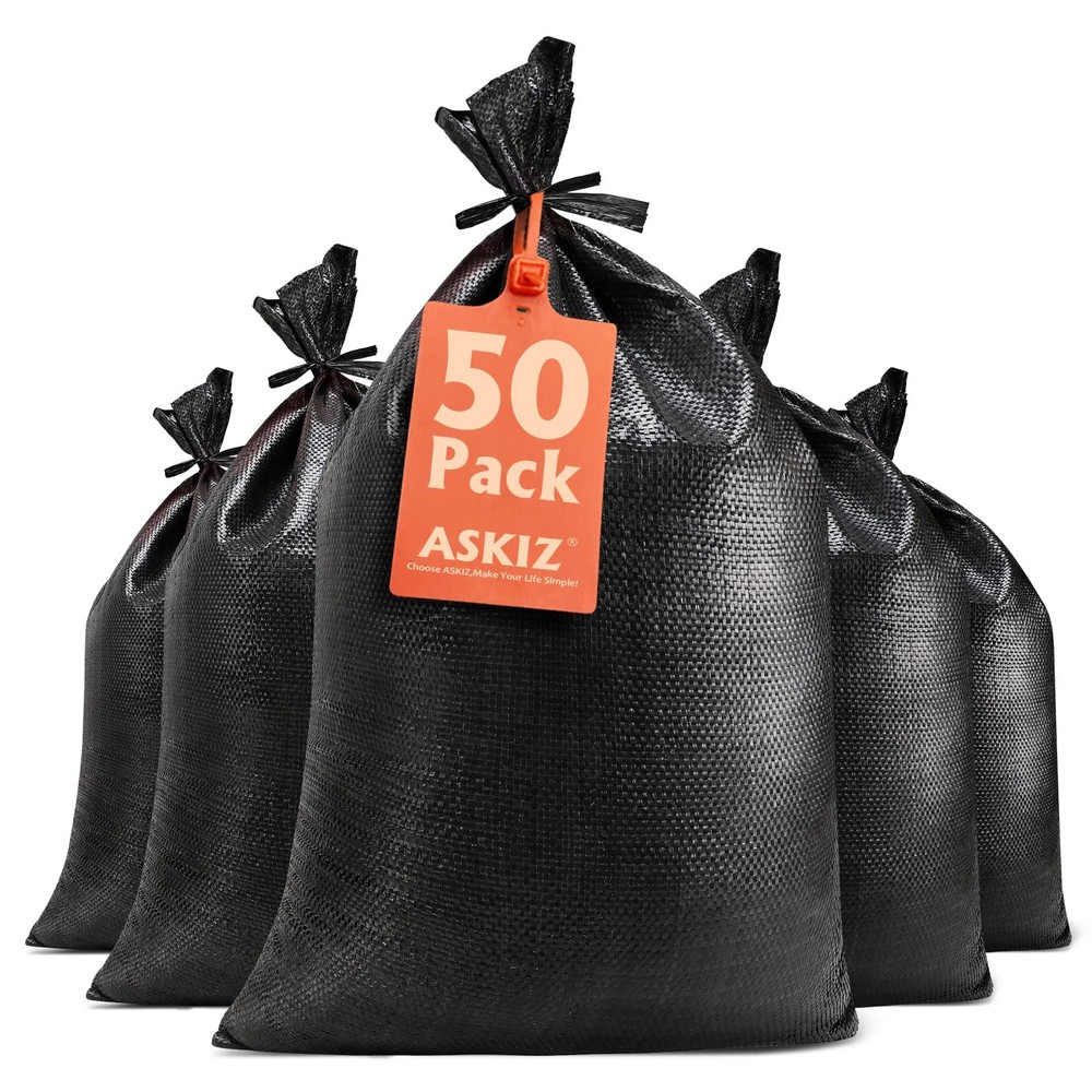 Heavy Duty Sand Bags 16×25.5 Polypropylene UV Protected Flood Control Black 50 B