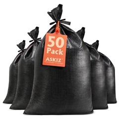 Heavy Duty Sand Bags 16×25.5 Polypropylene UV Protected Flood Control Black 50 B