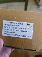 24V 40VA Transformer Model FQ-2401667 Input Ac 120V 60Hz Output AC 24V 40VA Term