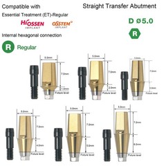 US Dental Ti Standard Straight Abutment W/Replica Screw fit Hiossen ET Regular
