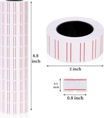 600 Labels Per Roll Red line Price Tag Gun Sticker Refill Ink Roller For MX-5500