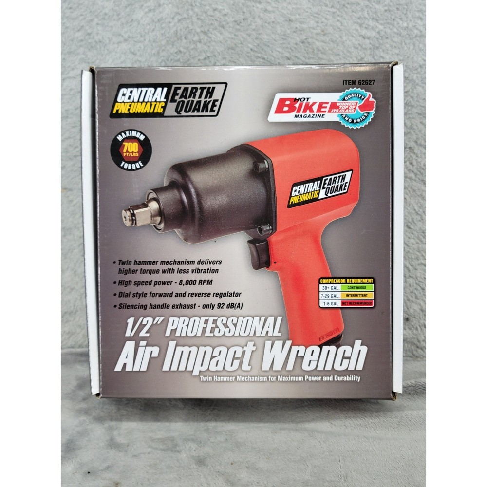 Central Pneumatic EarthQuake 1/2″ Professional Air Impact Wrench 700 ft-lb 62627