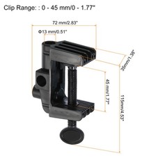 0.51″ Hole Dia. Desk Clamp Plastic Adjustable Universal C-Clamp Base, Black
