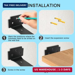 Floating Shelf Brackets,2 Pack Heavy Duty L Brackets for Shelves, 6 Inch Black S