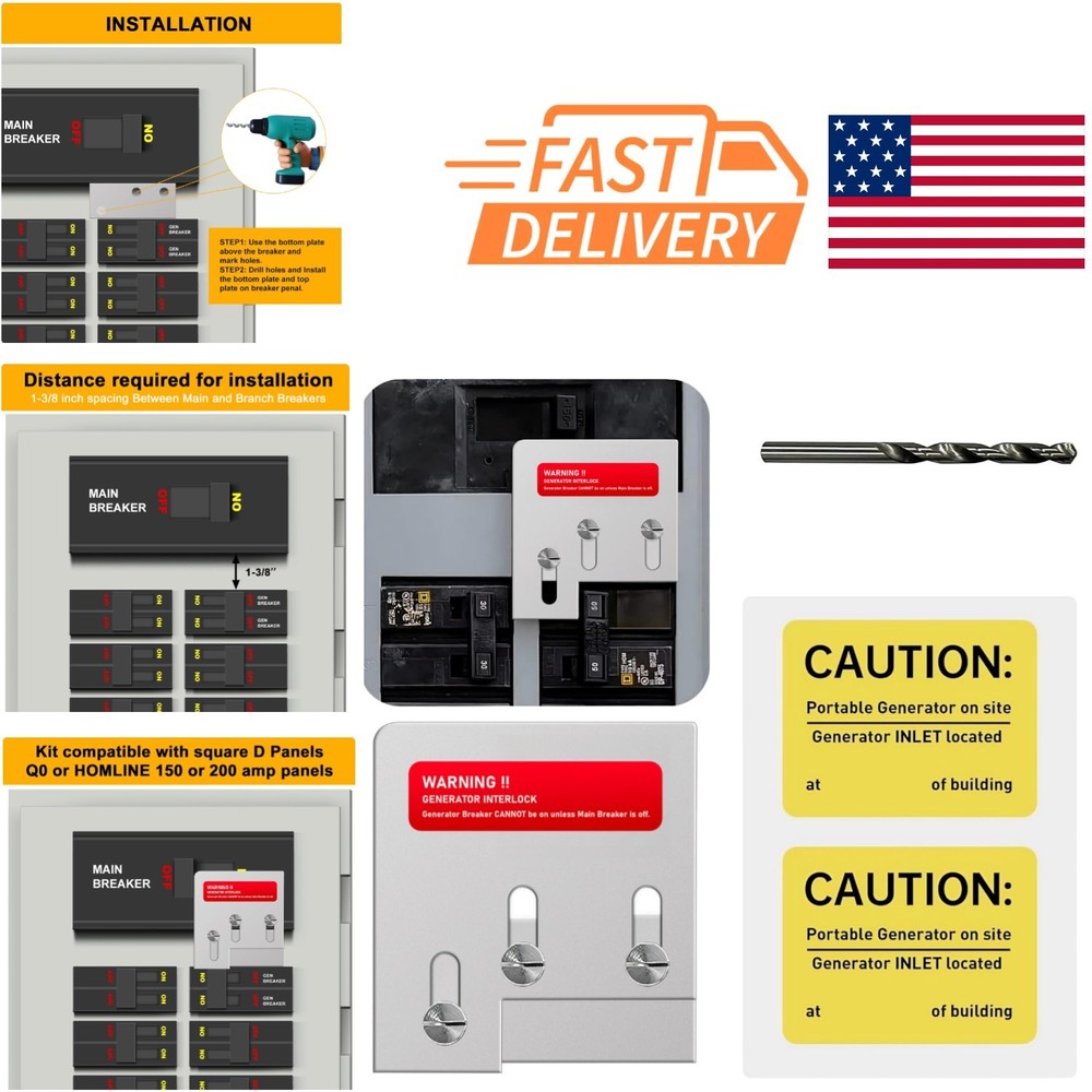 Professional Generator Interlock Kit with 1 3/8 Inch Spacing Easy Installation