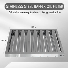 Stainless Steel Baffle Grease Filter for Restaurant Hoods – 5 Pack