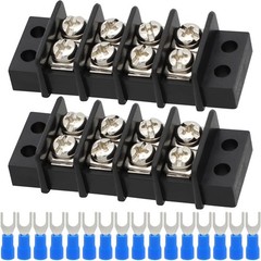 Terminal Block,2 Pack 4 Circuits 20-30A 200v-450v Dual Row Screw Terminals St…