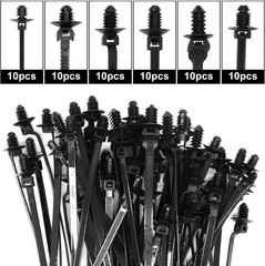 60 PCS Push Mount Zip Ties, Nylon Car Mount Wire Tie Snap in Cable Zip Ties