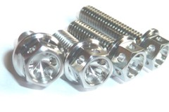 TITANIUM GRADE 5 RACE SPEC M5 HEX HEAD WITH BUILT IN WASHER CROSS DRILLED SAFETY