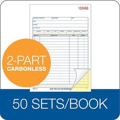 Adams Carbonless Sales Order Book 50 Sets 2 Part with Receipt Numbers