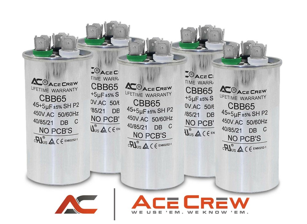 45/5 Dual Run Capacitor Lot of 5 MFD/UF 450VAC AC Electric Motor PREMIUM QUALITY