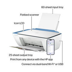 HP DeskJet 2942 Wireless All-in-One Color Inkjet Printer, Retro Sky Blue