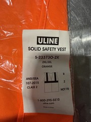 Uline S-233730-2X Solid Safety Vest Orange 2XL/3XL ANSI/ISEA 107-2015 Class 2