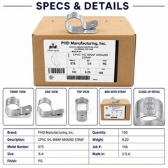 3/4 CPVC Wrap-Around Pipe Strap, Galvanized Steel (100 Per Box