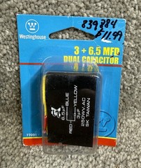Ceiling Fan Dual Capacitor 3 Wire Unit 3 + 6.5 MFD, #77091, Westinghouse