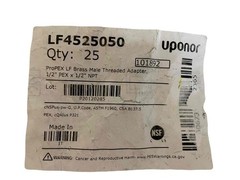 25 Pack Uponor LF4525050 ProPEX LF Brass Male Threaded Adapter 1/2 Pex x 1/2 NPT