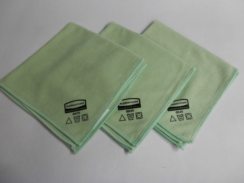 3 RUBBERMAID Q620 Commercial Microfiber Cloths 16 x16 Towel Glass Car Boat Clean
