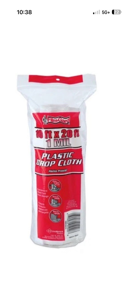 Film-Gard 626222 Drop Cloth 10 ft. W X 20 ft. L X 1 mil Plastic Clear