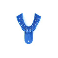 2PCS Dental Impression Trays Blue Plastic Perforated Set Upper / Lower S/M/L/XL