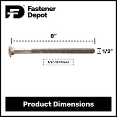 1/2″-13 x 8″ Hot Dipped Galvanized Carriage Bolt Kit w/Nuts & Flat Washers (25x)