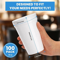 10 Oz Insulated Foam Cups – Disposable for Hot & Cold Beverages, 100 Pack